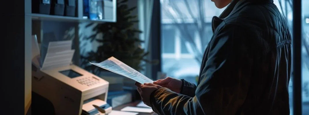 A man utilizing a modern fax machine integrated with cloud-based fax infrastructure.